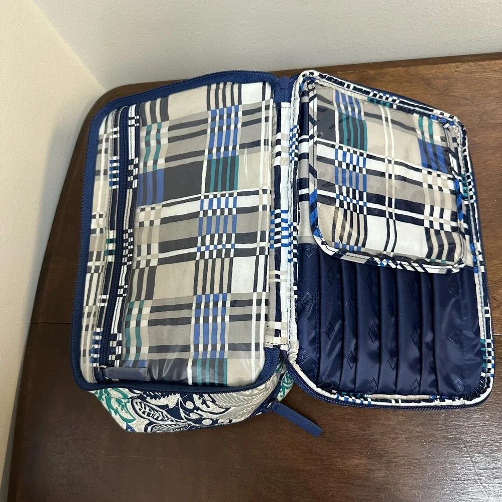 Vera Bradley Large Blush & Brush Makeup Case Santiago Cosmetics Bag NEW